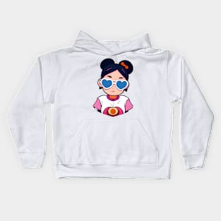 Girl with heart-glasses Kids Hoodie